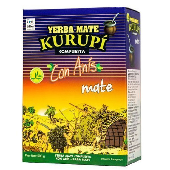  WYPRZEDAŻ Yerba Mate Kurupi con Anis 500g - delikatnie uszkodzone pudełko