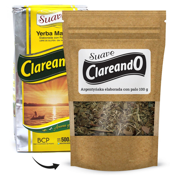 Argentyńska Yerba Mate ClareandO Suave 100g delikatna z małą ilością pyłu