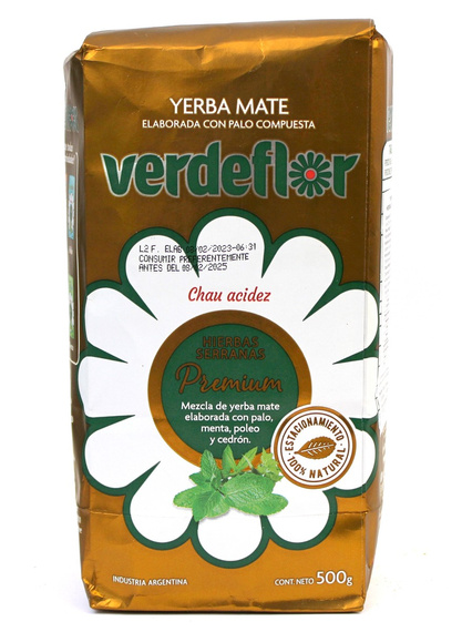 Argentyńska Yerba Mate Verdeflor Hierbas Serranas Prmium 500g - Ziołowa Elaborada