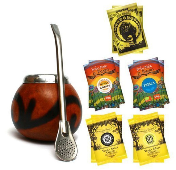 Argentyński zestaw Yerba mate 5x100g + niezbędne akcesoria