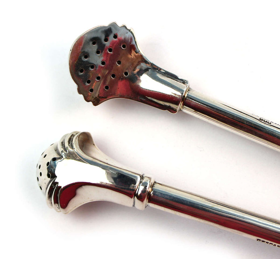Bombilla do yerba mate Srebrna próba 900 Cascara anillo decorado długość 20 cm