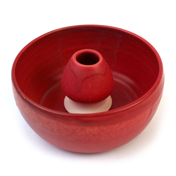 Ceramiczny zestaw do przygotowania herbaty Matcha - MAKOWY - Miseczka i Podstawka pod Chasen