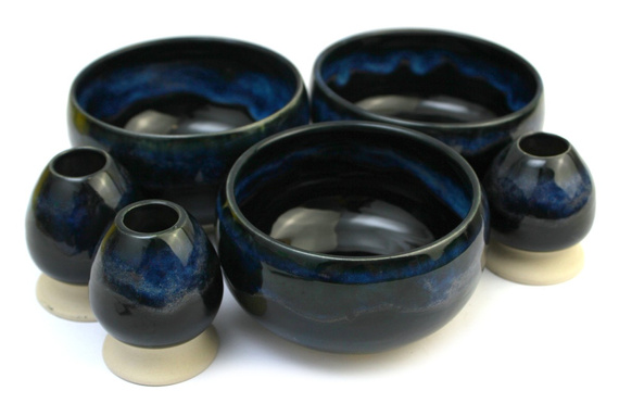 Ceramiczny zestaw do przygotowania herbaty Matcha - Miseczka i Podstawka pod Chasen "Aurora"