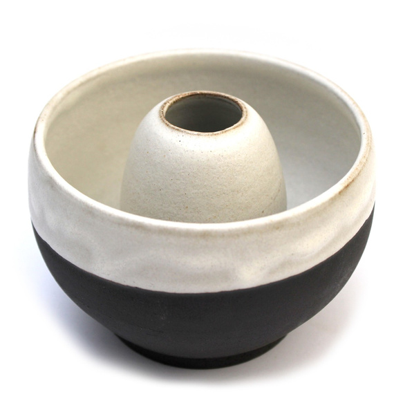 Ceramiczny zestaw do przygotowania herbaty Matcha - Miseczka i Podstawka pod Chasen "Śmietanka"