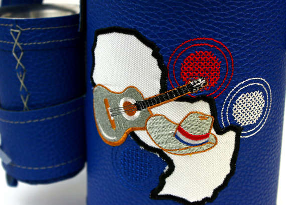 Duży Termos do Yerba Mate TERERE Paraguay Guitarra - niebieski z automatyczną pompką