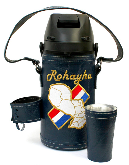Duży Termos do Yerba Mate TERERE Paraguay Rohayhu - granatowy z automatyczną pompką