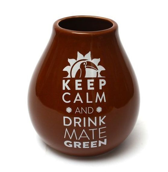 Matero Ceramico LUKA DARK BROWN 350 ml z z logo MATE GREEN