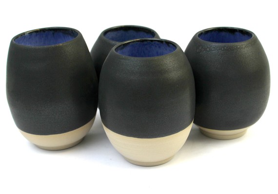 Matero ceramiczne toczone na kole "Czarny kamień" ok. 350 - 400 ml