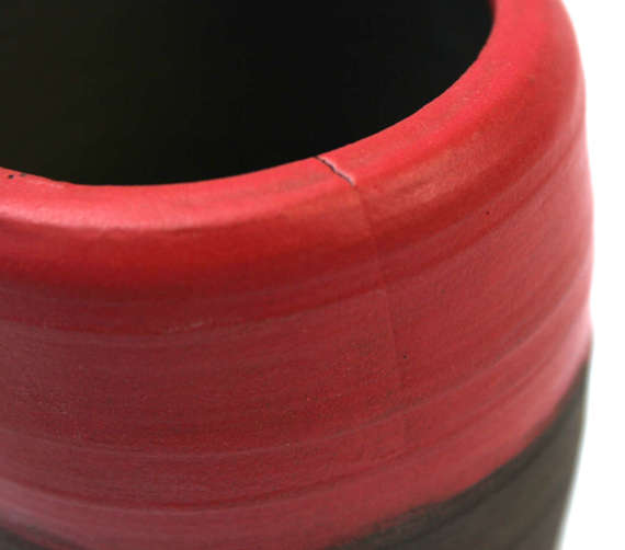 Matero ceramiczne toczone na kole Drive Rojo ok 250 ml - pękniecie