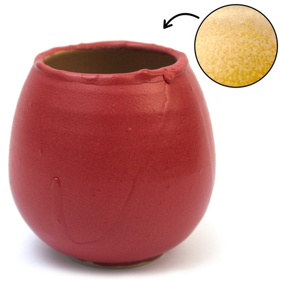 Matero ceramiczne toczone na kole "NIEWYPAŁ" ~360 ml - grudki i nieregularności w szkliwie