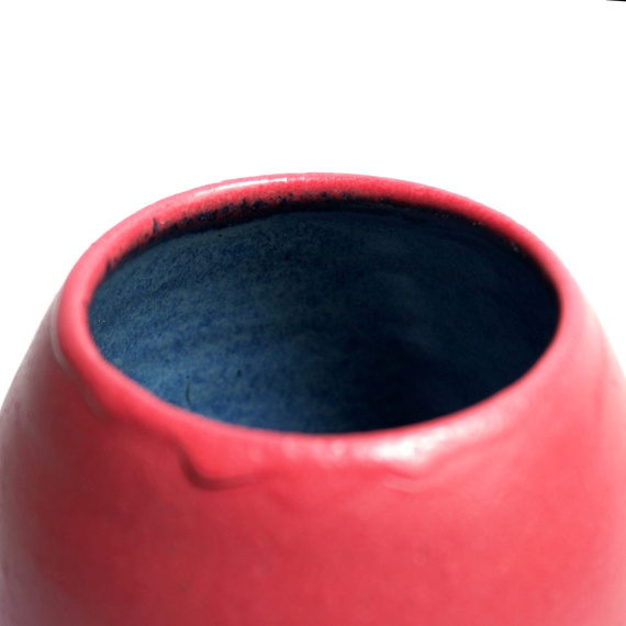 Matero ceramiczne toczone na kole "NIEWYPAŁ" ~380 ml - grudki i nieregularności w szkliwie + odpryśnięty fragment stopki