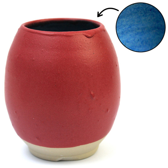 Matero ceramiczne toczone na kole "NIEWYPAŁ" ~380 ml - grudki i nieregularności w szkliwie + odpryśnięty fragment stopki
