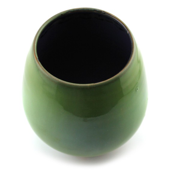 Matero ceramiczne toczone na kole "Zielony Groszek" ~ 330 ml