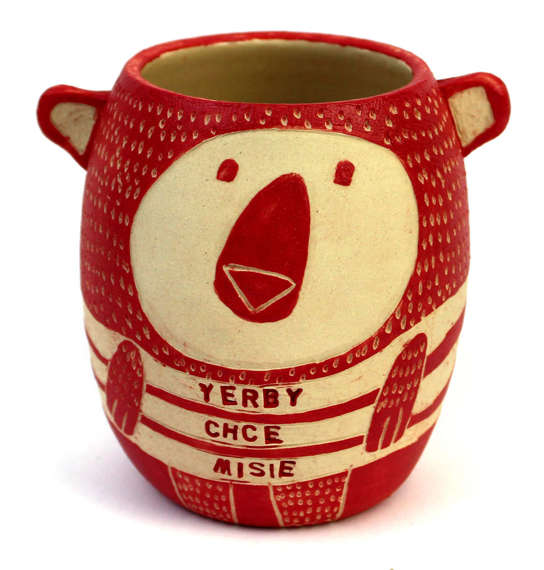 Matero ceramiczne z uszami "Yerby chce misie"  pojemność od 300 - 350 ml czerwony