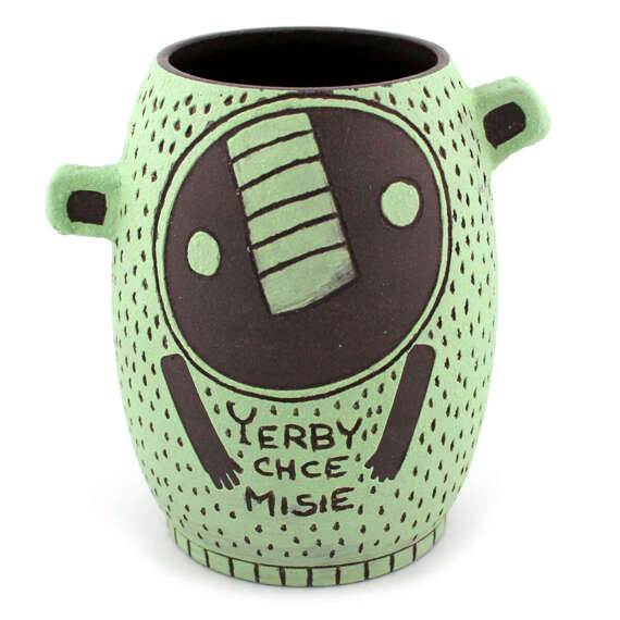 Matero ceramiczne z uszami "Yerby chce misie" zielone - pojemność ok 280 ml