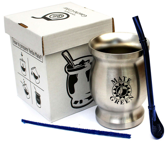 Oryginalny zestaw do yerba mate od Gaucho Cebar TermoMate Silver 230 ml +Al 221