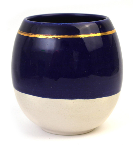 Porcelanowe matero do yerba mate Głęboki Granat ze Złotym Akcentem ~ 250 ml