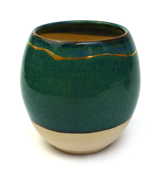 Porcelanowe matero do yerba mate ze złotym akcentem ~ 250 ml