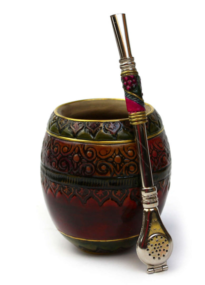 Tykwa Bombilla oblana ceramiką Estella yerba mate
