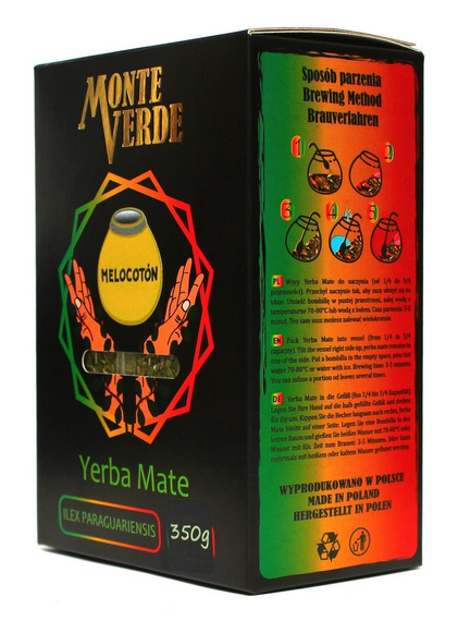 WYPRZEDAŻ Yerba Mate Monte Verde MELOCOTON 350g - lekko uszkodzone pudełko