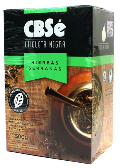 Yerba Mate CBSe Etiqueta Negra Hierbas Serranas 500g