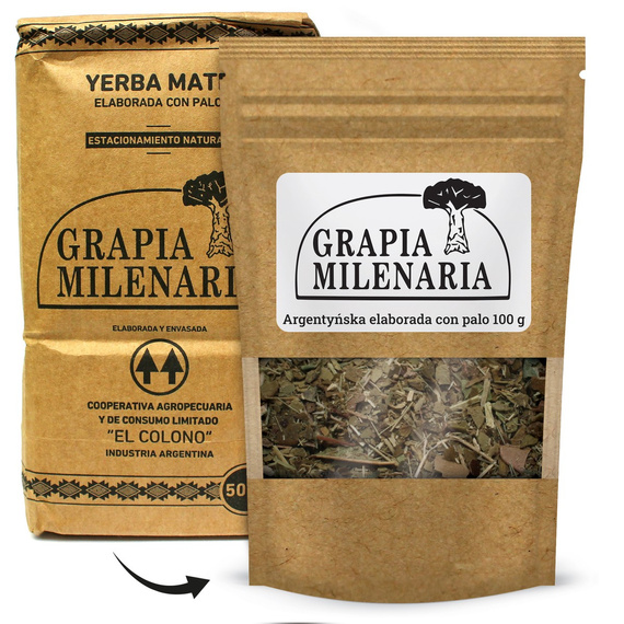 Yerba Mate Grapia Milenaria Elaborada con Palo 100 g argentyńska, rzemieślnicza