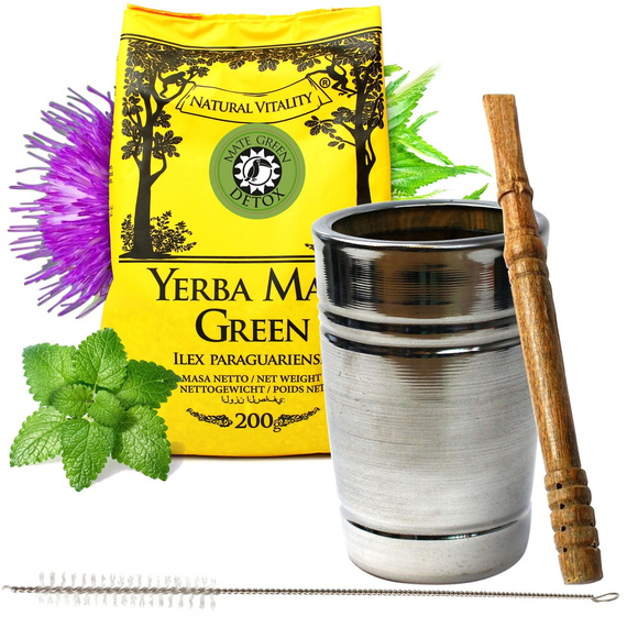 Yerba Mate Green Detox Guampa palo santo Bombilla