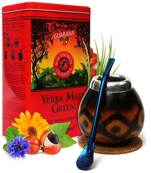Yerba Mate Zestaw Startowy Mate Green Mas Energia Guarana w puszce z tykwą