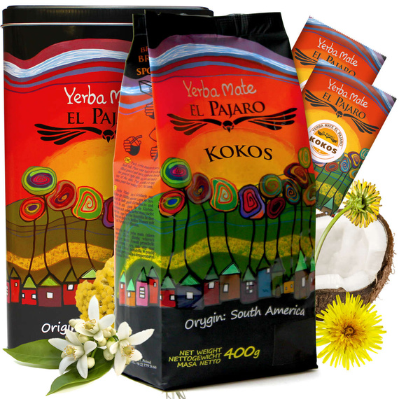 Yerbera Puszka Mate El Pajaro Kokos 500 g