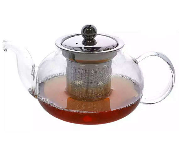 Zestaw 4 herbatki i szklany dzbanek z zaparzaczem 600 ml