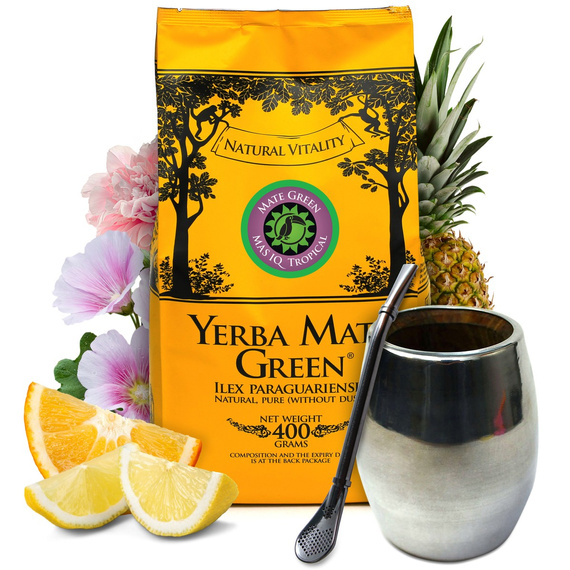 Zestaw Yerba Mate Green Mas IQ Tropical 400g