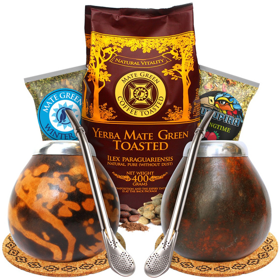 Zestaw yerba Mate Green dla dwojga tykwy PREMIUM