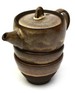Ceramiczny zestaw do parzenia herbaty - czajniczek + dwie czarki